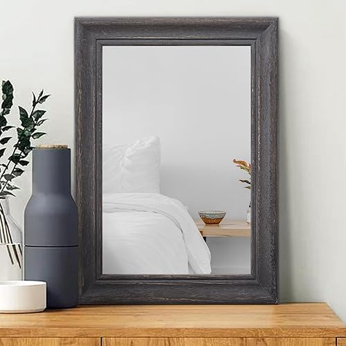 Vista 91 de Espejo de pared con marco de madera rústica, espejos colgantes rectangulares para pared, grande, decorativo para baño, dormitorio, granja, sala