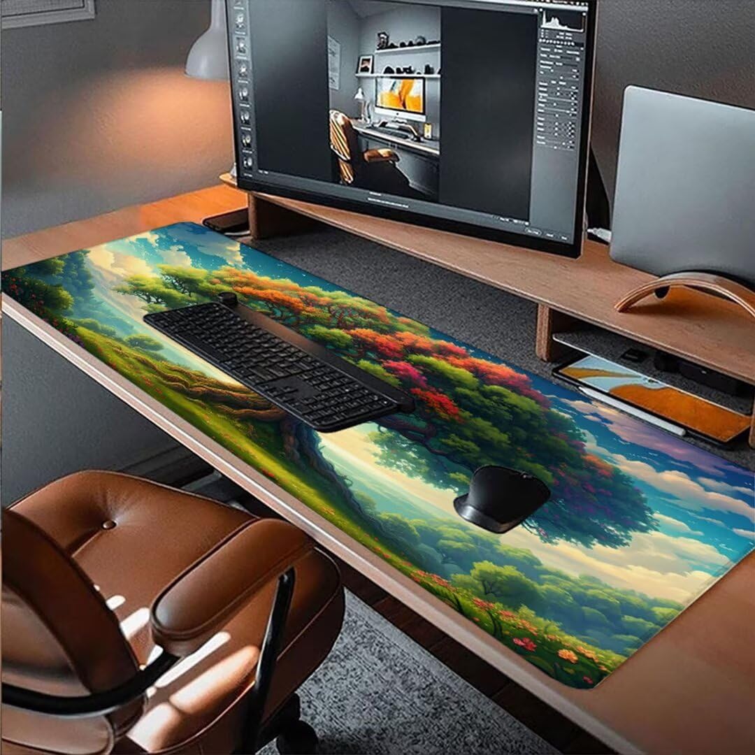 Podkładka pod mysz na biurko, podkładka pod mysz XXL 1200 x 600 x 3 mm, krajobrazowa podkładka pod mysz dla graczy, antypoślizgowa podkładka pod mysz dla graczy, podkładka pod mysz z przeszytymi