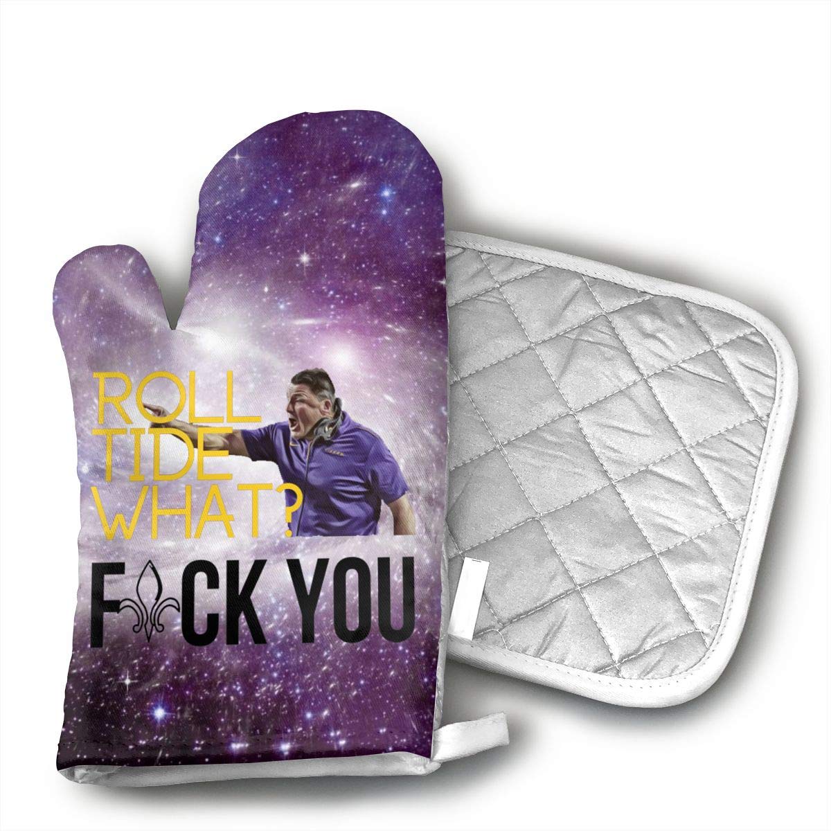 Coach O LSU 'Roll Tide' Tee Oven Mitts and Potholders (2-Piece Sets) - Kitchen Set with Cotton Heat Resistant,Oven Gloves for BBQ Cooking Baking Grilling