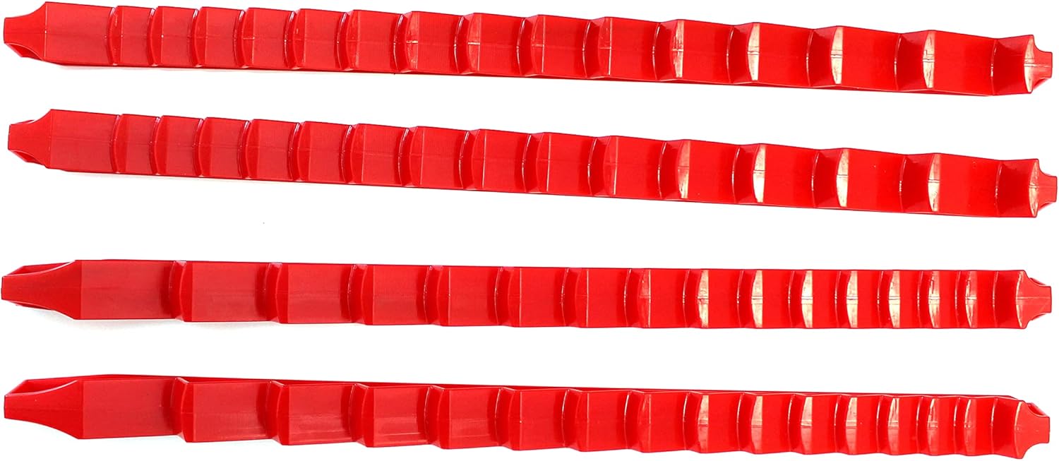 Plastic Low Profile 30 Tool Wrench Organizer Rail 4-Piece Set - Multi-Colors (Red)