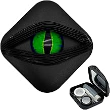 Horror Style Lens Cases (Case Only, No Contacts) with Mirror for Colored Lenses, Soft Lenses, RGP &ndash; Durable Halloween Accessories for Cosplay, Easy-Open Lid &amp; Portable for Trick-or-Treating