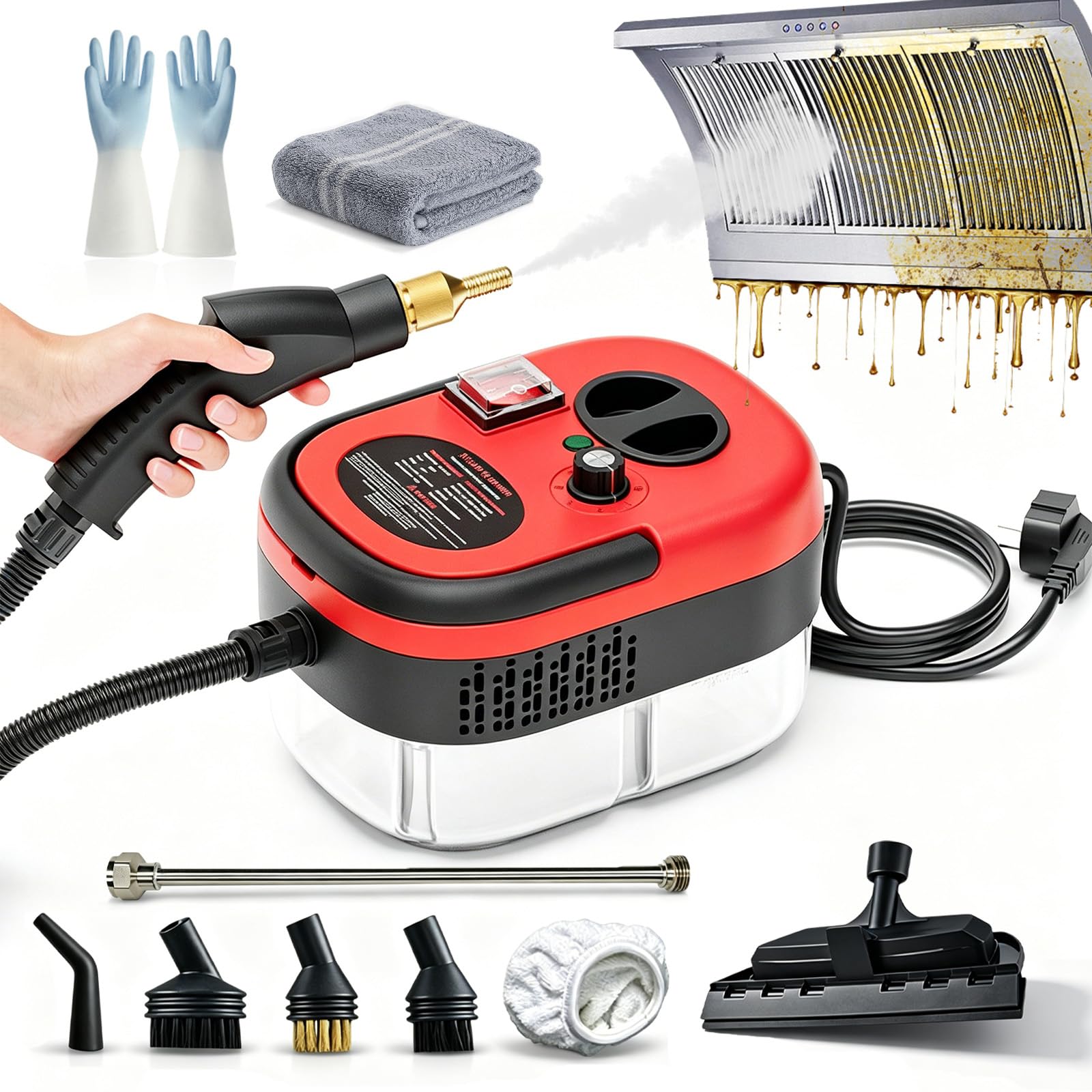Limpiador A Vapor De Mano 2500W Alta Temperatura, Aparato Portátil Para Cocina Azulejos Juntas Coche Baño Y Suelo (B)