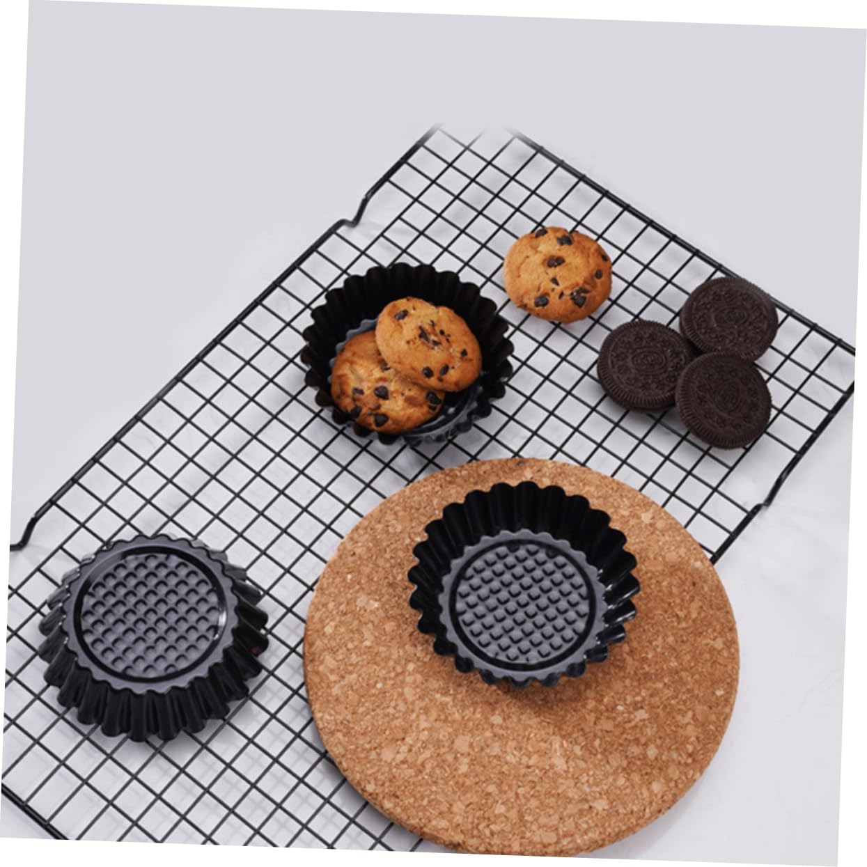Mikinona Molde para Tartaletas de Huevo 12 Piezas Antiadherente y Resistente a Rayaduras de Acero al Carbono Negro para Hornear Postres y DIY