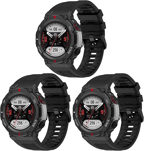TenCloud T-Rex - Paquete de 3 correas de reloj T-Rex 2 correas deportivas de silicona suave compatibles con Amazfit T-Rex 2 Smart Watch para hombres