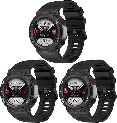 TenCloud 3 Pack لينة سيليكون الرياضة باند متوافق مع Amazfit T-Rex 2 ساعة ذكية للرجال