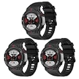 TenCloud 3Pack Soft Silicone Sport Band Compatible with Amazfit T-Rex 2 Smart Watch for Men