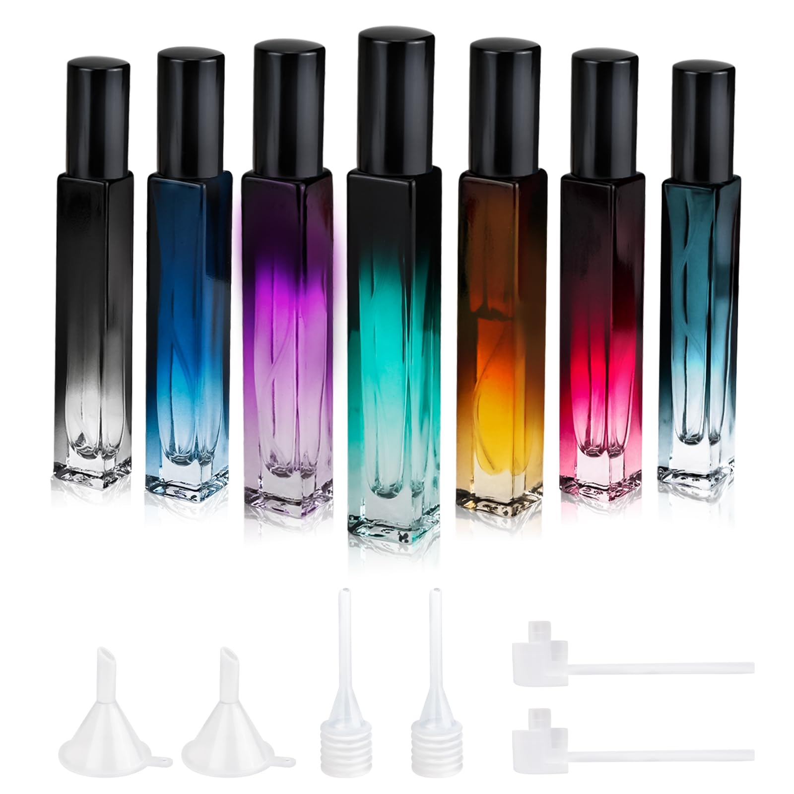 7 Pcs Glass Perfume Atomizer Travel Bottles Empty, 10ml Cologne Travel Bottle Refillable with 2 Funnel and 2 Pipette, Leak-Proof Portable Perfume Samples for Cologne Dispenser-image-32
