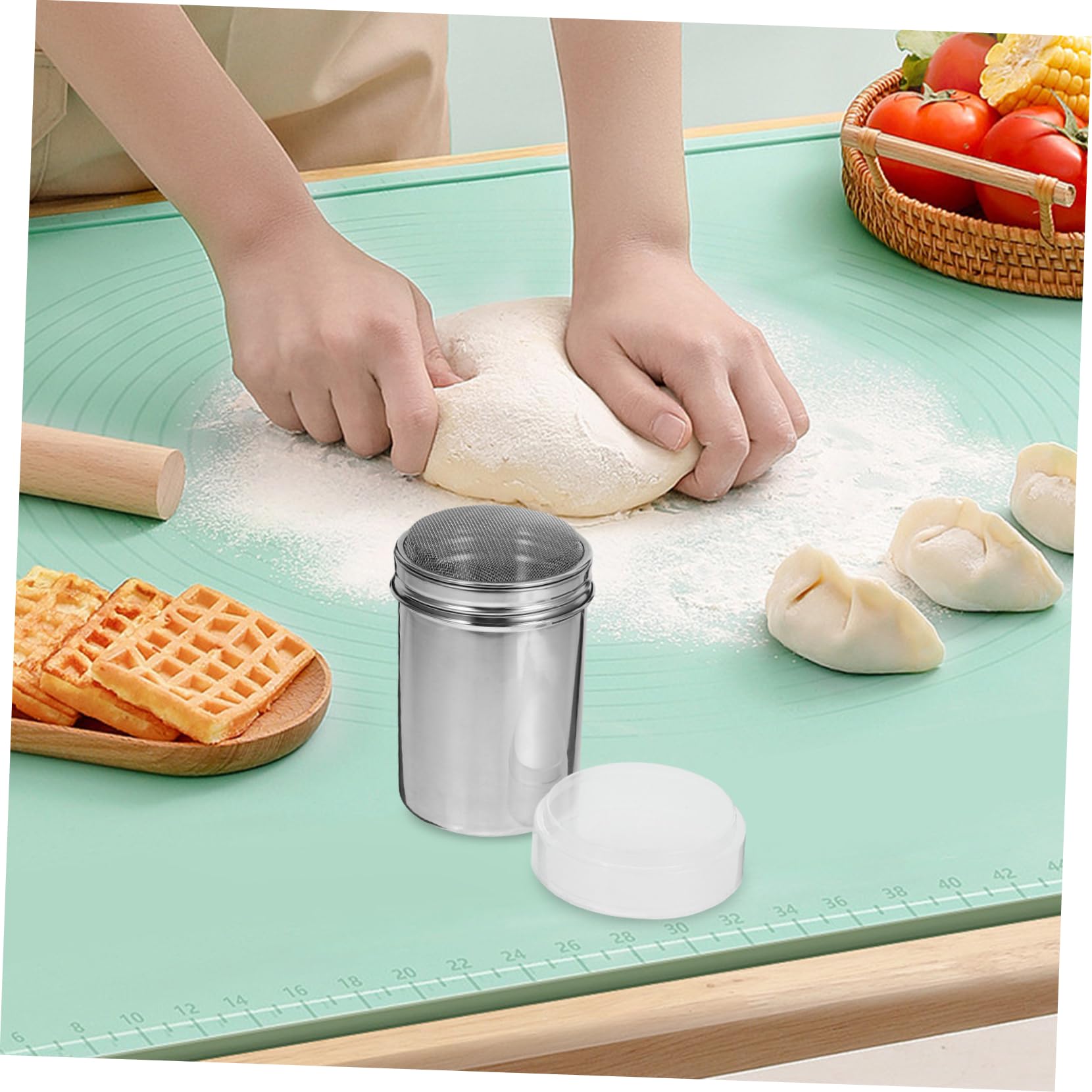 MOLUCKFU Reusable Powder Shakers Pp Fine Mesh Shaker Cacao Powder Silver Stainless Steel Powdered Sugar Shaker Duster