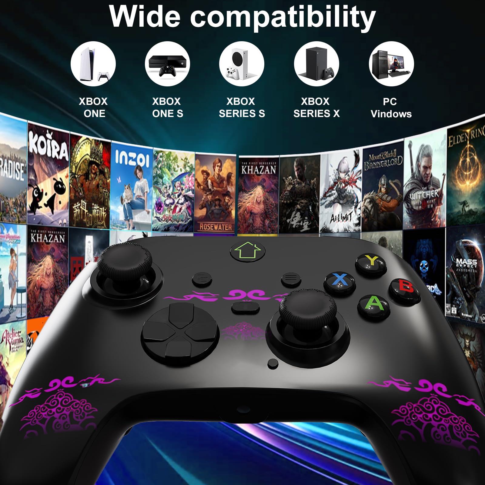 Wired X box 1 Controller with 3M Cable, USB PC Gamepad with Programming Buttons, Turbo, LED Light & Audio Jack, Firmware Upgrade Required for X box One Host — view 6