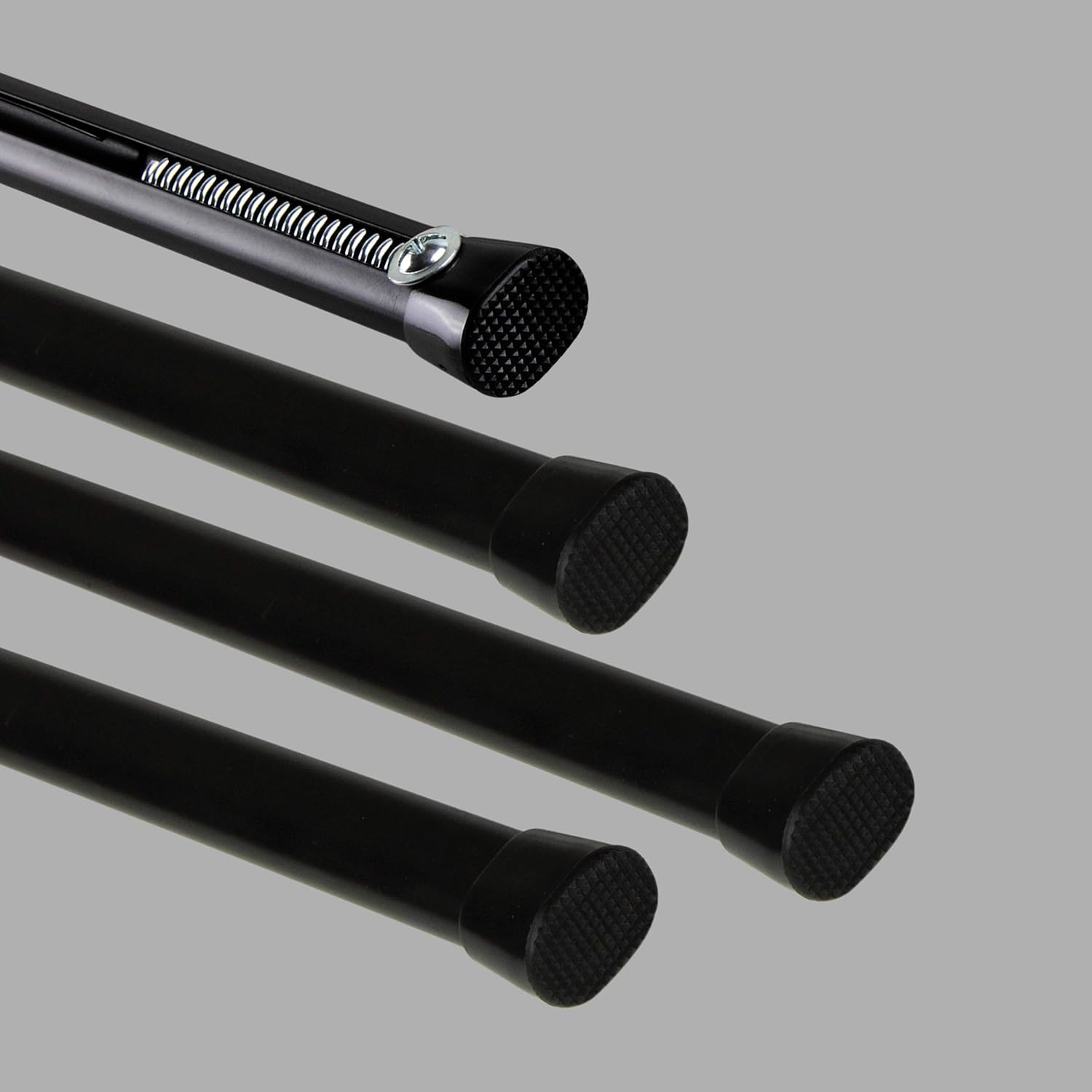 A&F Rod Décor - Oval Spring Tension Rod, 22-36 inch - Black (Set of 4)