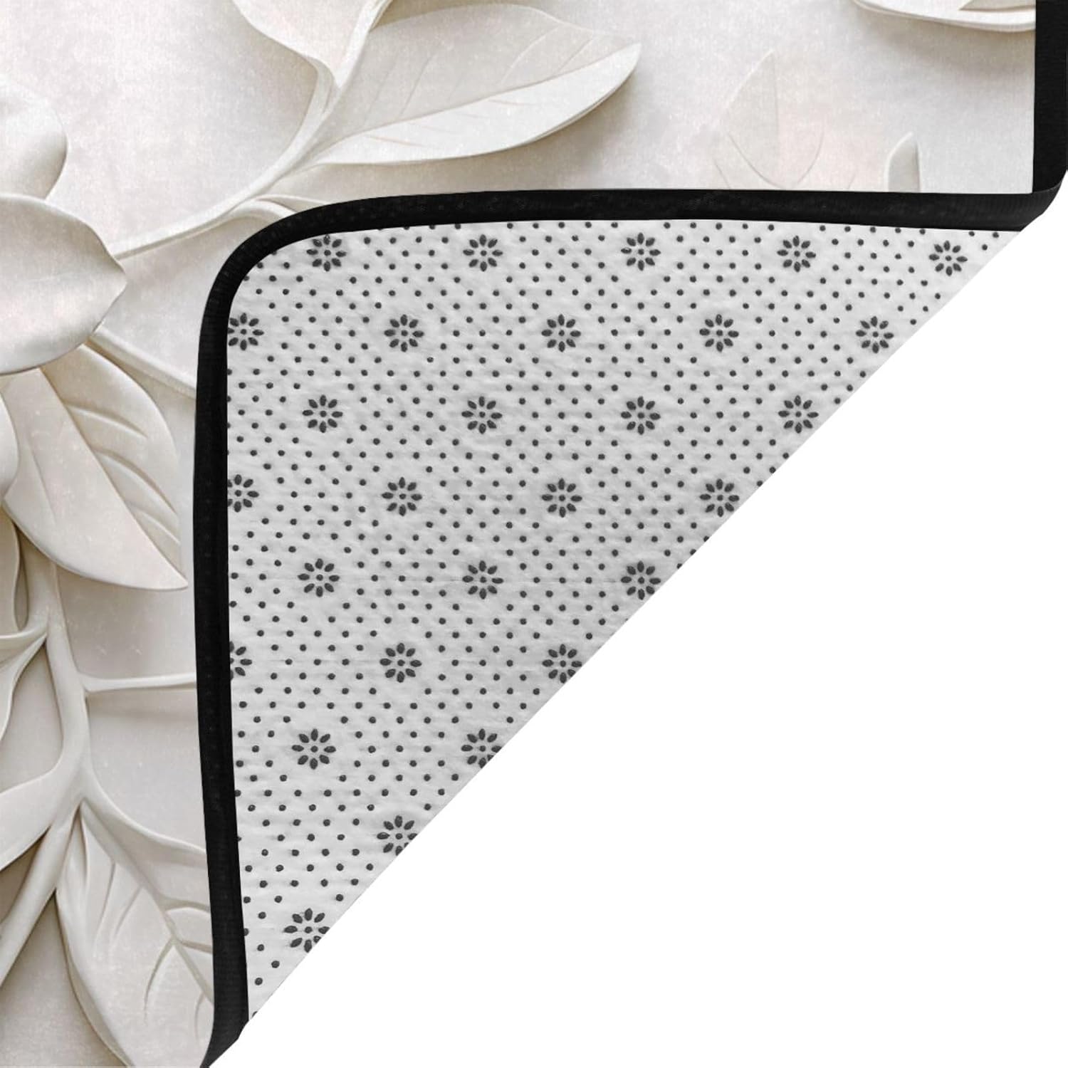 Pure White Engraving Printed Flannel Floor mat 80x58 inches for Bedroom, Living Room, Study Room Decorative Carpet