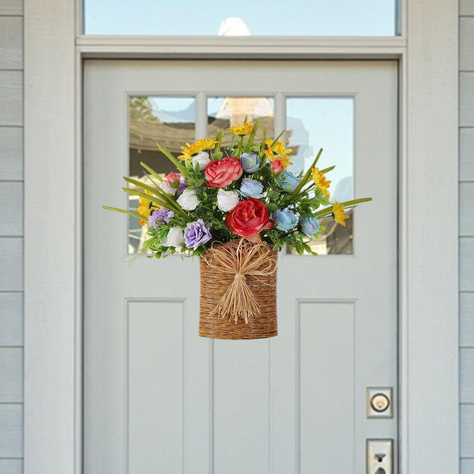 Baoblaze Panier de porte de porte couronne de couronne de porte pour porte d'entrée Ornement suspendu pour intérieur extérieur