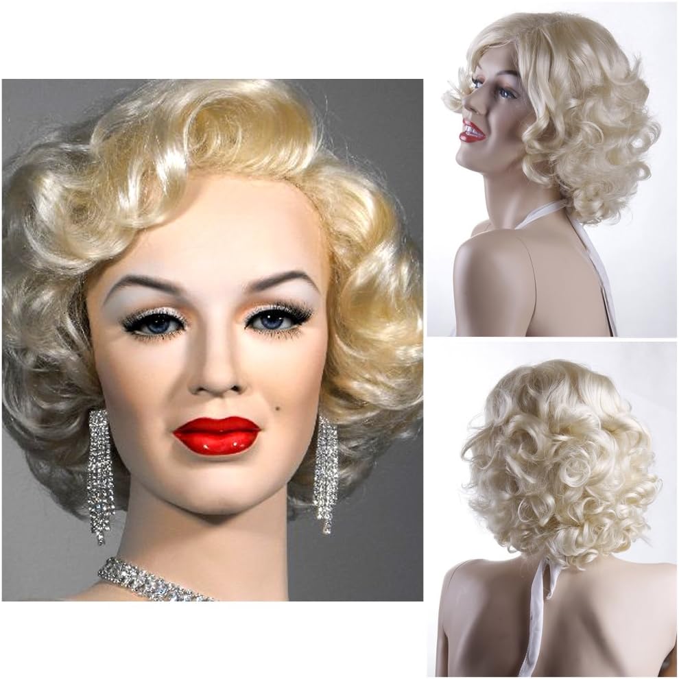 Fashion Marilyn Monroe Wig Short Blonde Women Girls Wig Synthetic Hot 3840