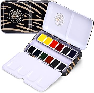 Paul Rubens Artist Watercolor Paint Set,12 Vibrant Colors in Portable Box, Great Lightfastness, Perfect Travel Professional Watercolor Set for Artists, Beginners, Adults | Great Lightfastness, Perfect Travel Professional Watercolor Set for Artists, Beginners, Adults