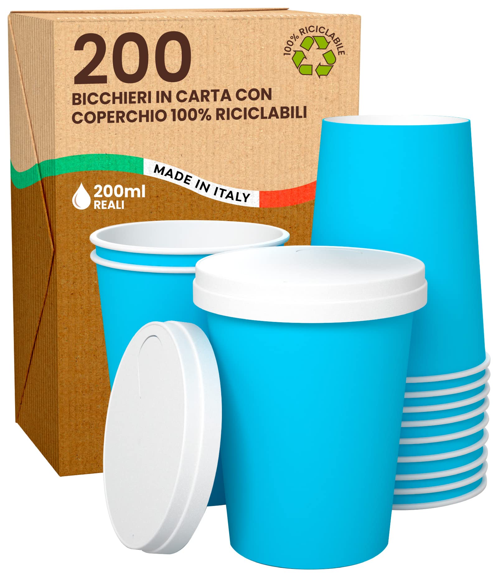Gobelet carton bleu Baciato Caffè, l'élégance d'une tasse jetable 200ml