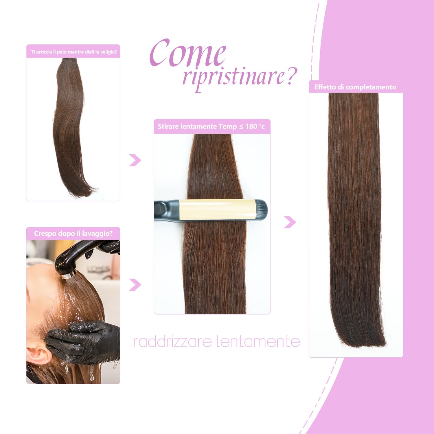 LieblichWelle Extension Capelli Veri Biadesivo Marrone Scuro 50 cm, 20 pz, 50 g, Salon-Grade Qualità, Facili Comode da Indossare Per le Giovani Donne (Marrone Scuro, 50 cm)