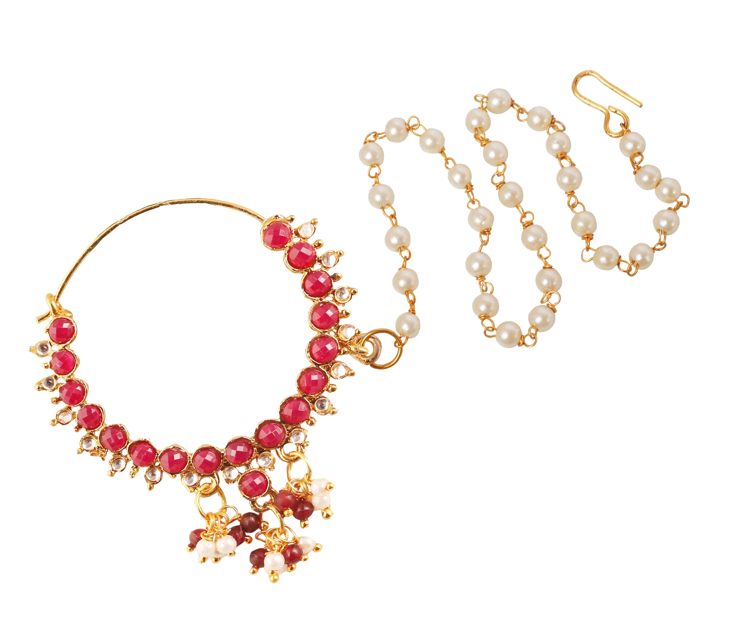 Touchstone Indian Bollywood Desire Designer Bridal Jewelry Nath (Nose Accessory) in Gold Tone for Women.