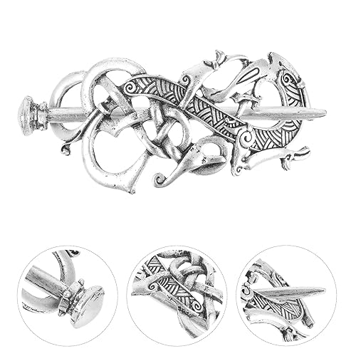 Miniatura 9 de Lurrose Pinzas para el cabello con diseño de dragón vikingo, pinza para el cabello, aleación irlandesa con palo, para mujer y hombre