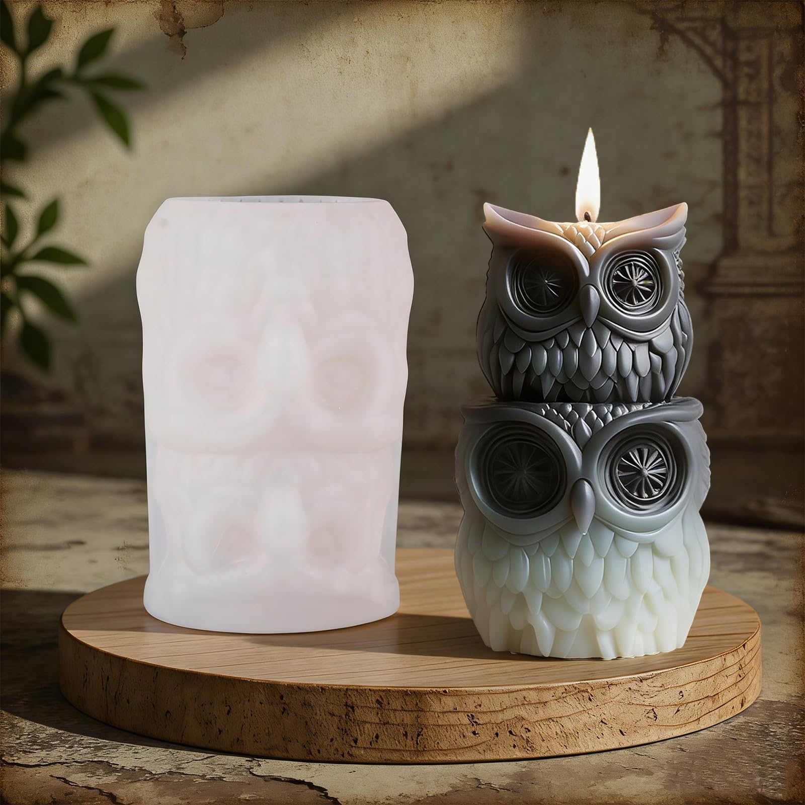 YRIHJIXQ 3D Double Stacked Owl Candle Silicone Mould Cute Owl Epoxy Resin Casting Mold for Scented Candle Making Aromatherapy Wax Soap Plaster Home Decor Gift for Owl Lovers
