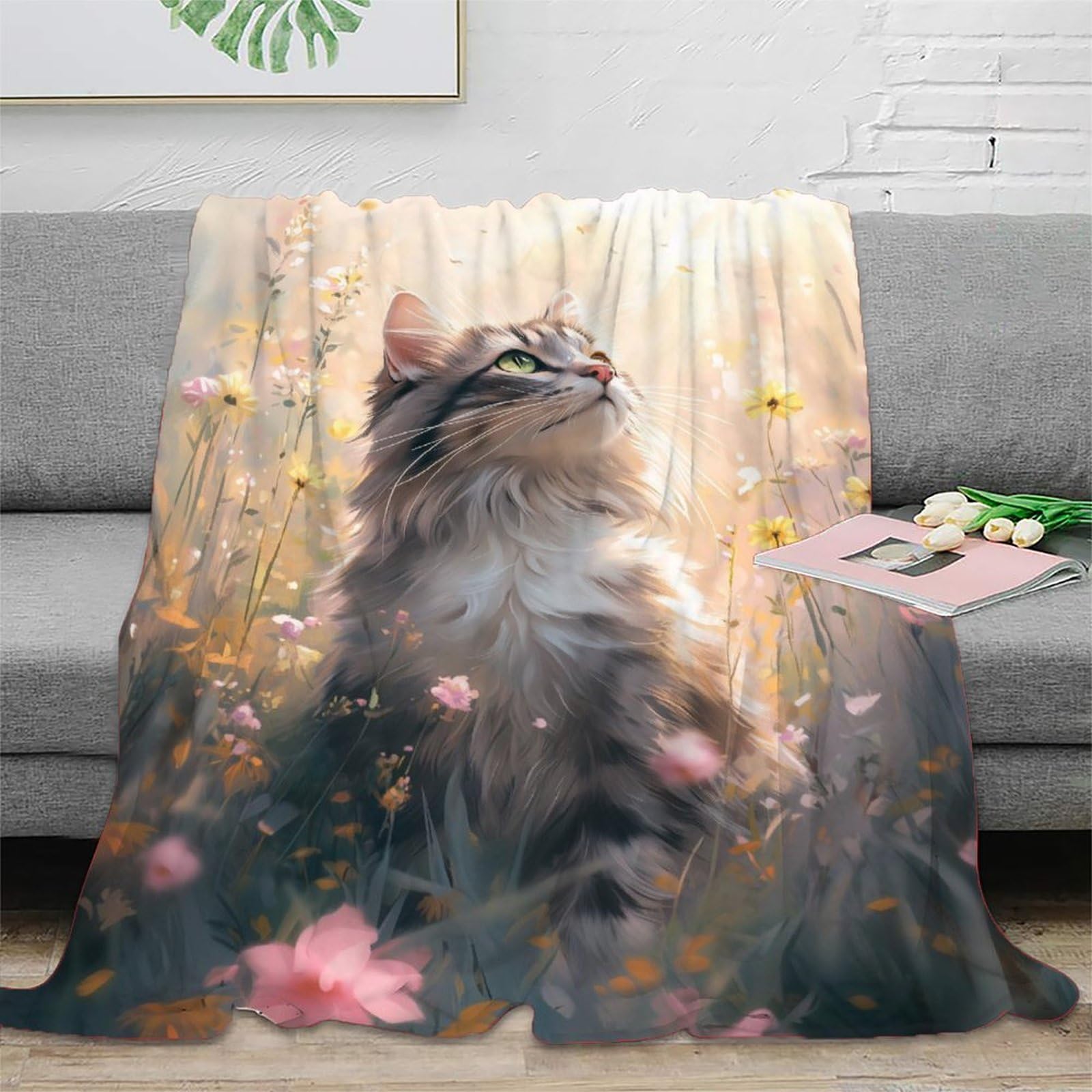Jeté de canapé fleurs 3D plaid microfibre 150x200cm couverture
