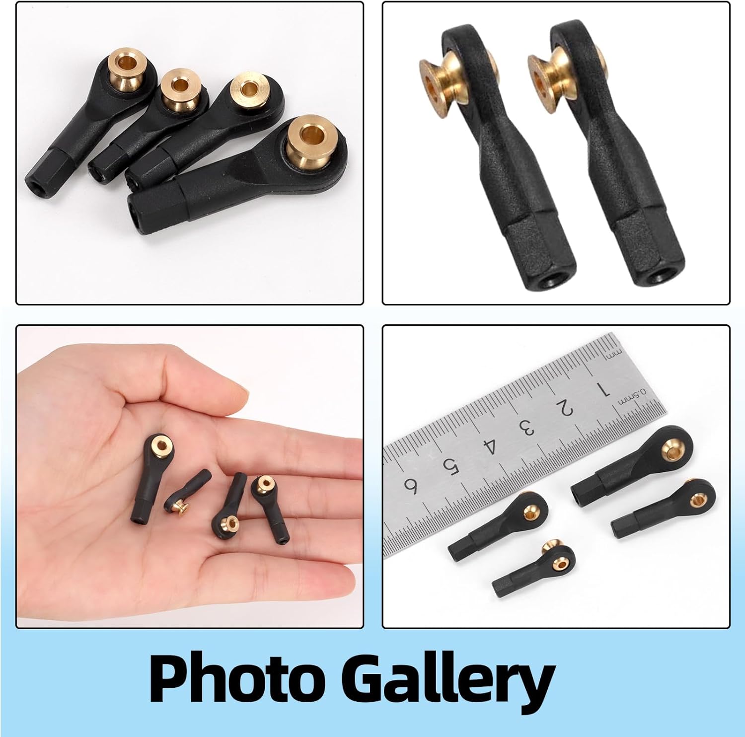 Glarks 20pcs M2 M2.5 M3 Lever Steering Linkage Tie Rod End Ball Head End Without Screws and Nut, 4 Sizes Ball Head Link Joint End, Ball Head Holder Tie Rod Ends Ball Joint Link for RC Crawler Car