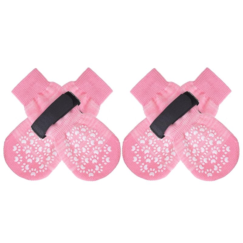 Protetor de patas para cães com sola antiderrapante de algodão e nylon EXPAWLORER Medium, Pink, 4 unidades