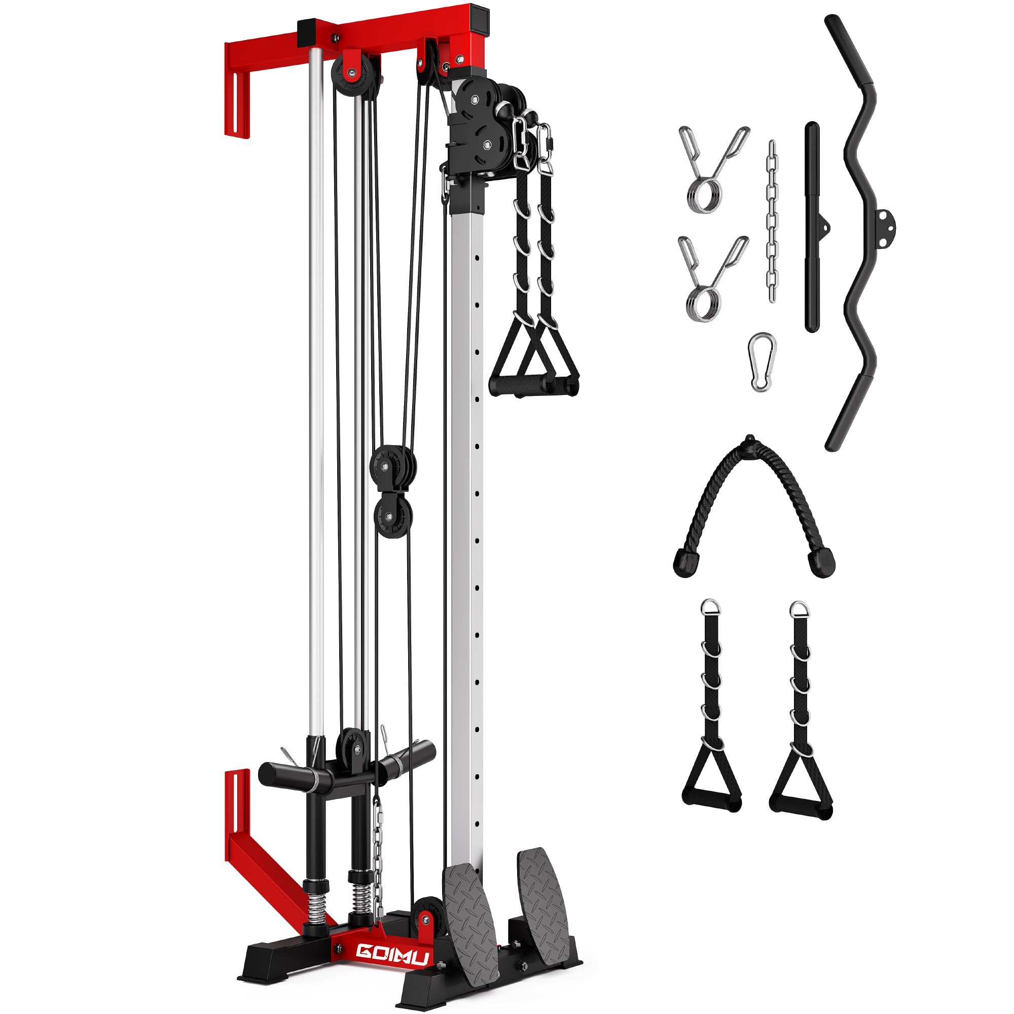 Wall Mount Cable Station, WM1 Cable Crossover Machine with 17 Positions, High and Low Cable Crossover Machine with Removable Footplate for Garage Home Gym