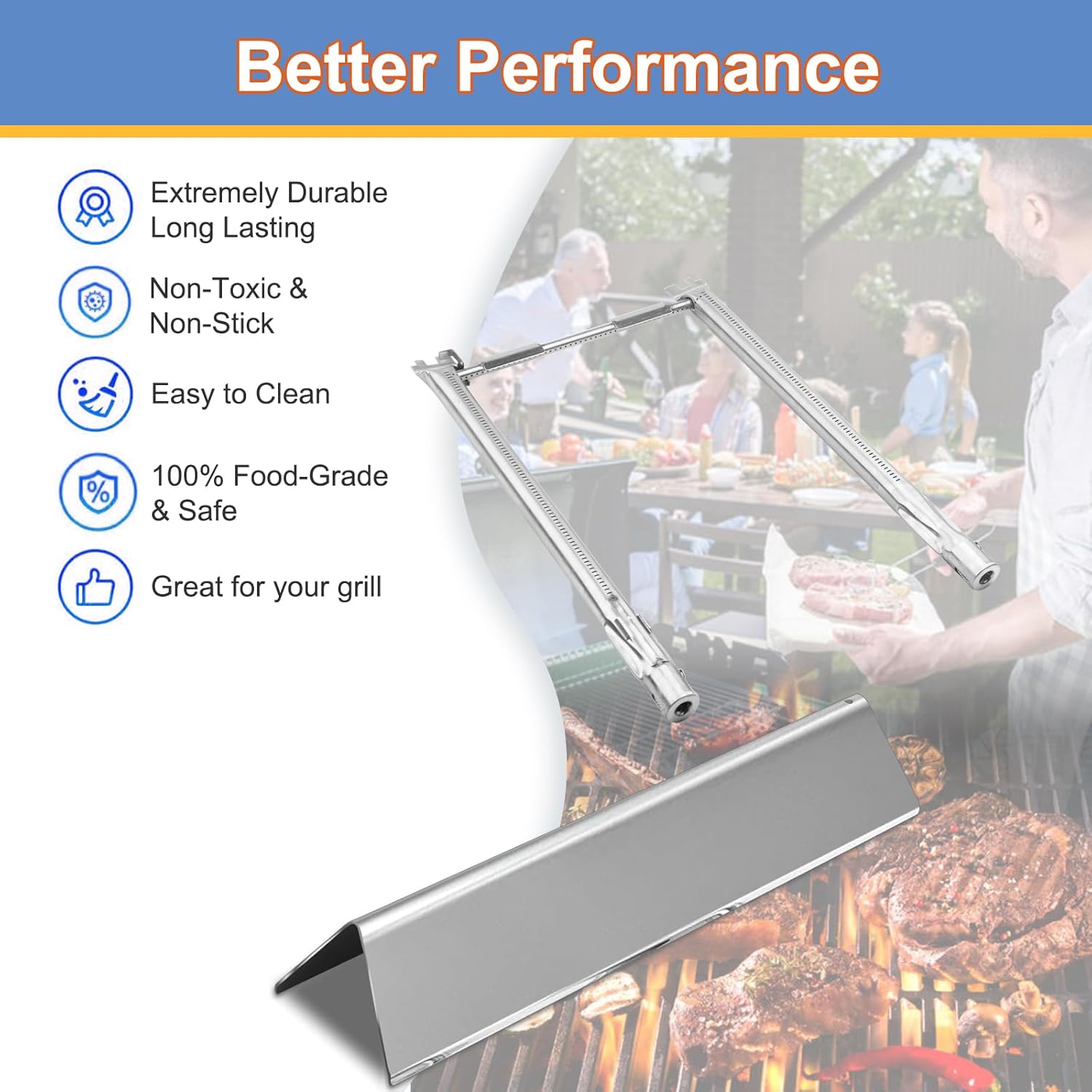 Grill Replacement Part for Weber Spirit I & II 200 Series, Weber Spirit E-210, S-210, Spirit E-220, S-220, 7635 Flavorizer Bars and 69785 Grill Burner, Stainless Steel Rpair Kit Set