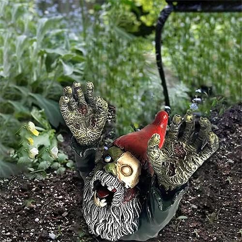 Miniatura 5 de ZWFDC - Gnomos de resina, gnomos para decoración de jardín, gnomo aterrador para decoración de Halloween, esculturas de jardín, estatuas para