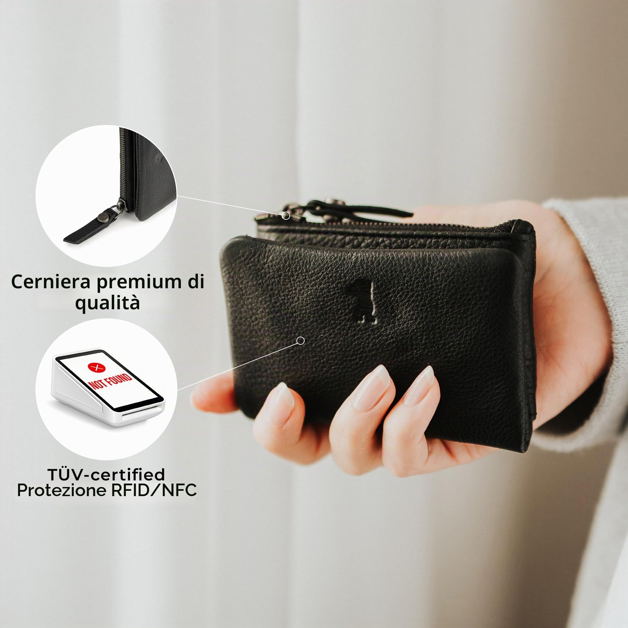 Berliner Bags Portafoglio Cleo Donna con Portamonete Slim in Pelle e RFID