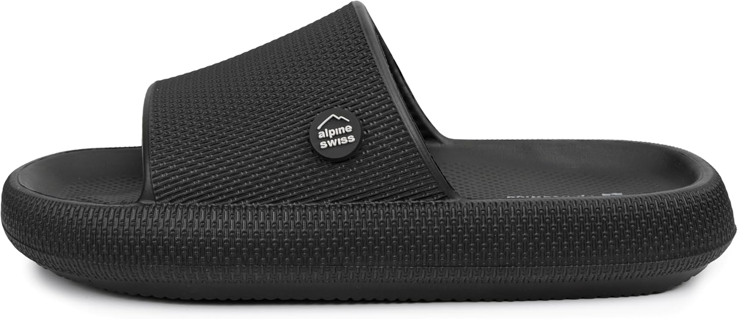 Alpine Swiss Omar Mens Slides Pillow Slippers for Men Ultra Cushioned Cloud Slides Waterproof Lightweight Sandals Quick Drying Non Slip Shower Shoes - Image 3