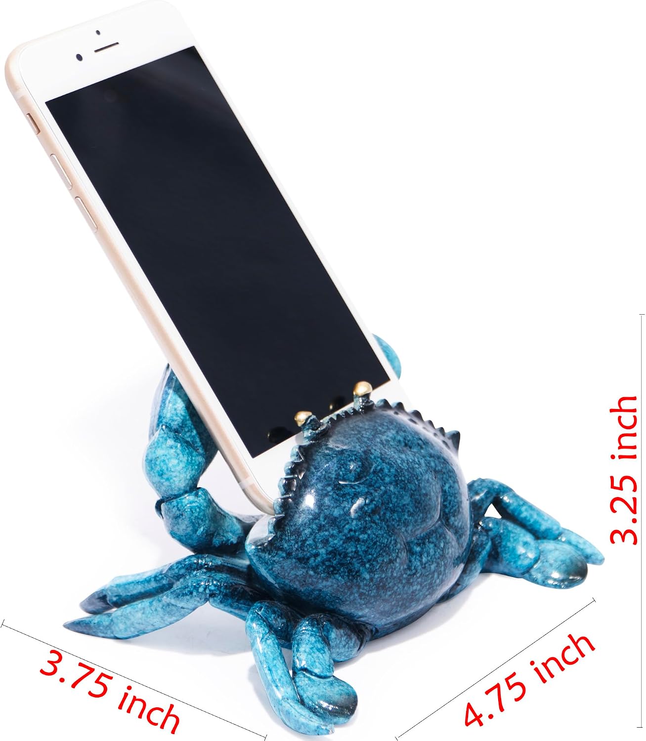Hodao Sea Crab Figurines Decoration Crab Cell Phone Stand Holder for Cellphone Tablet On Desk Summer Ocean Animal Decor Ocean Style Phone Holder for Home Office Decoration (Dark Blue-Crab)