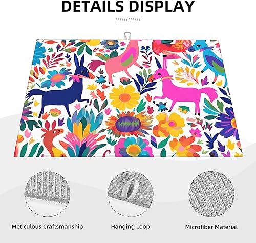 Miniatura 3 de Tapete de secado de platos para encimera de cocina, tapete escurridor antideslizante, tapete de secado de platos de animales otomíes mexicanos,