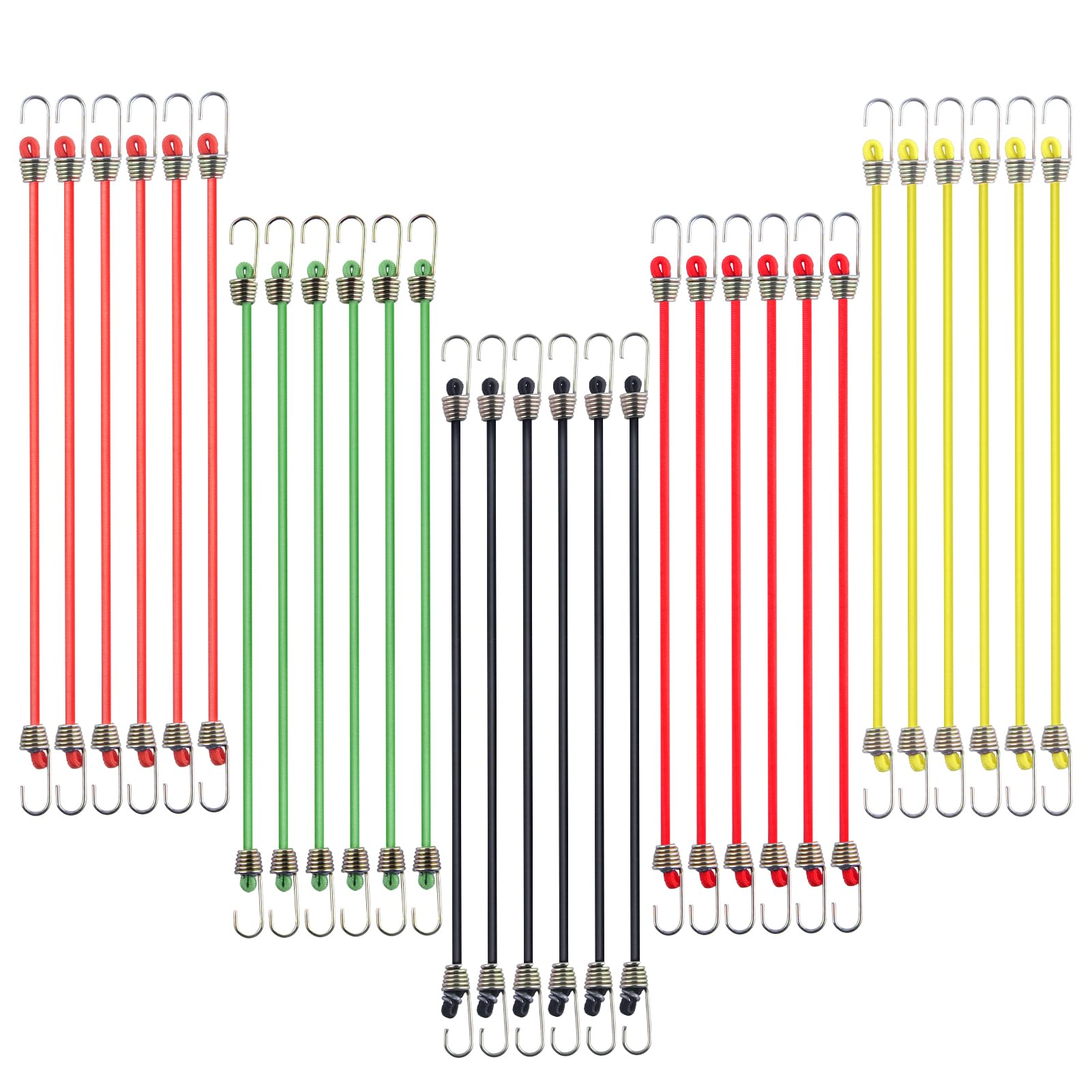 LEONTOOL 30 Packs Small Bungee Cords with Hooks 10" Heavy Duty Rubber Elastic Mini Bungee Cords Short Straps for Outdoor Camping Cargo Luggage Tents Tarps Bikes Car RVs