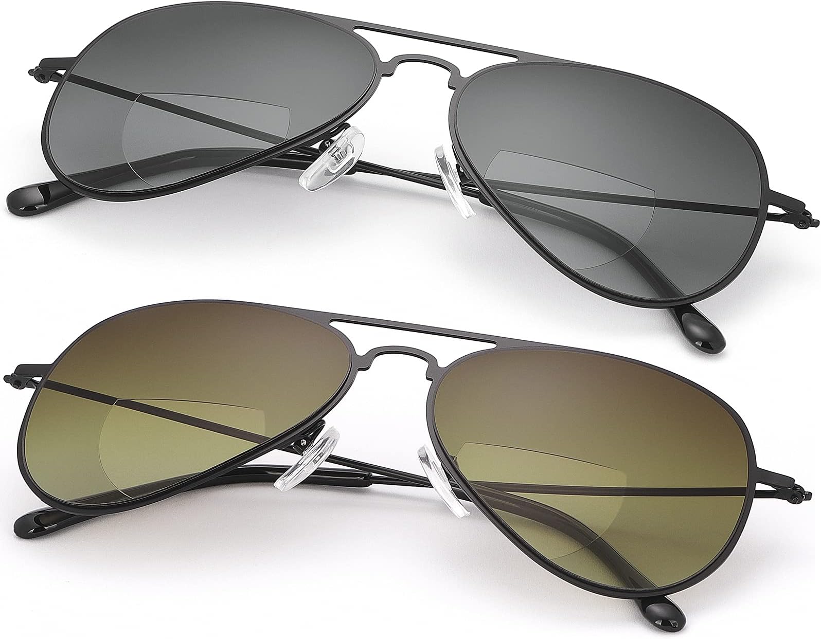 2 Pairs Bifocal Reading Glasses UV400 Protection Sunglasses Sun Readers Shades