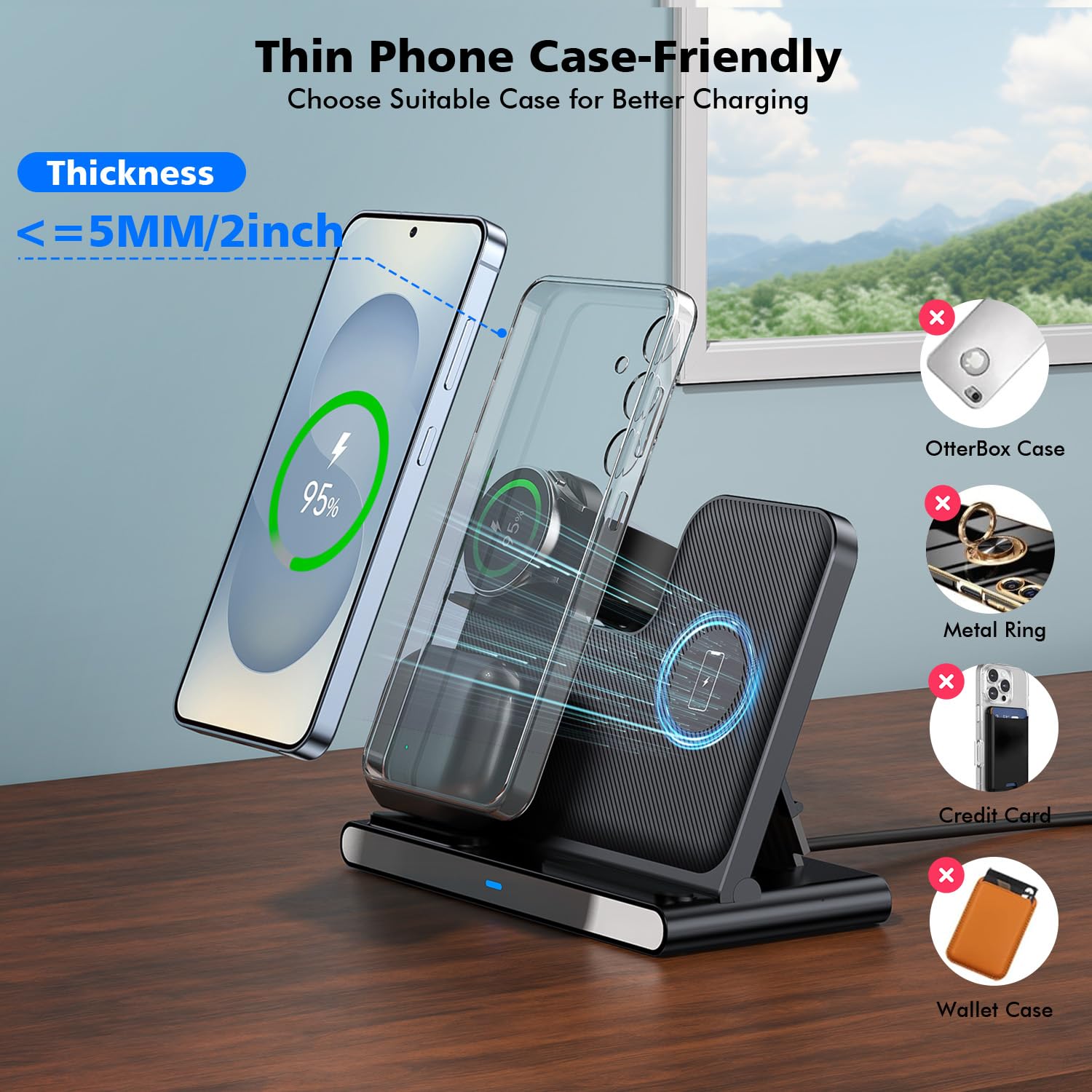 Kabelloses Ladegerät für Samsung, 3-in-1 kabellose Ladestation, faltbarer Schnellladeständer, Handy- und Uhren-Ladegerät für Galaxy S25 Ultra/S24/S23/Z Fold/Flip 7/6/5, für Galaxy Watch 8/7/6/5/Pro