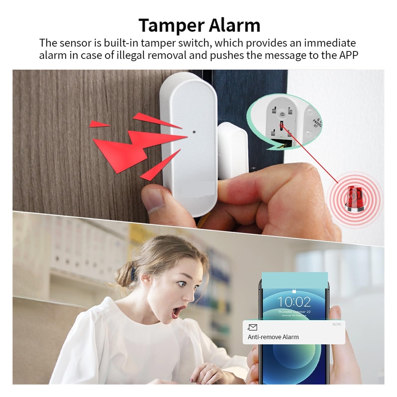 Sin Cuotas Mensuales Sensor De Puerta, Ventana, Seguridad Inteligente For El Hogar, Detector Apertura, Alarma Magnética Inalámbrica(3 pcs Door Sensor 02)