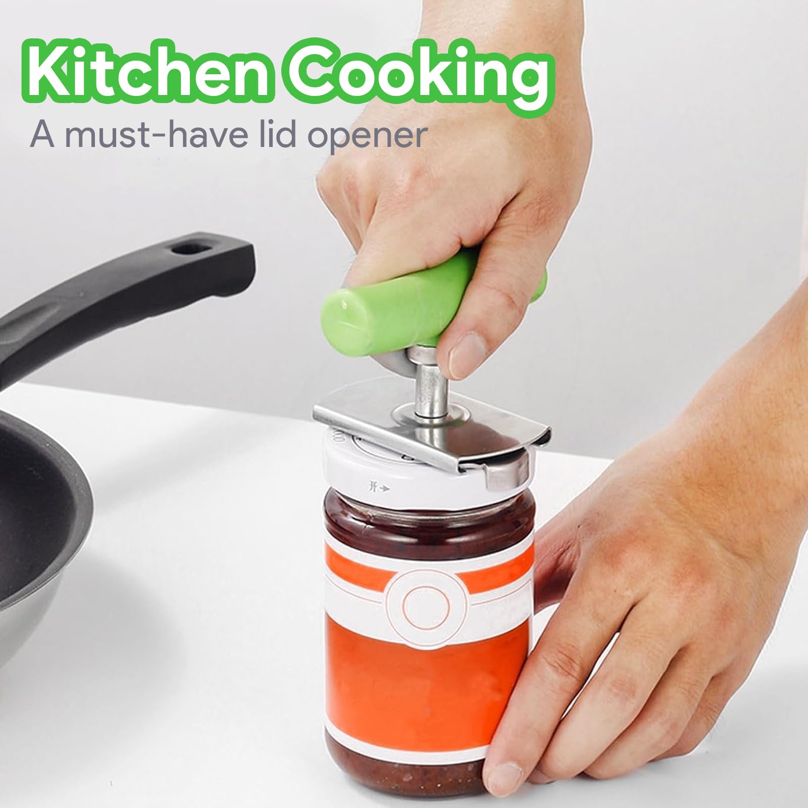 2 abrelatas para personas mayores con artritis, abridor de botellas para manos débiles, utensilio de cocina con herramienta de abridor de tapa, agarre ajustable de acero inoxidable para abrir, se