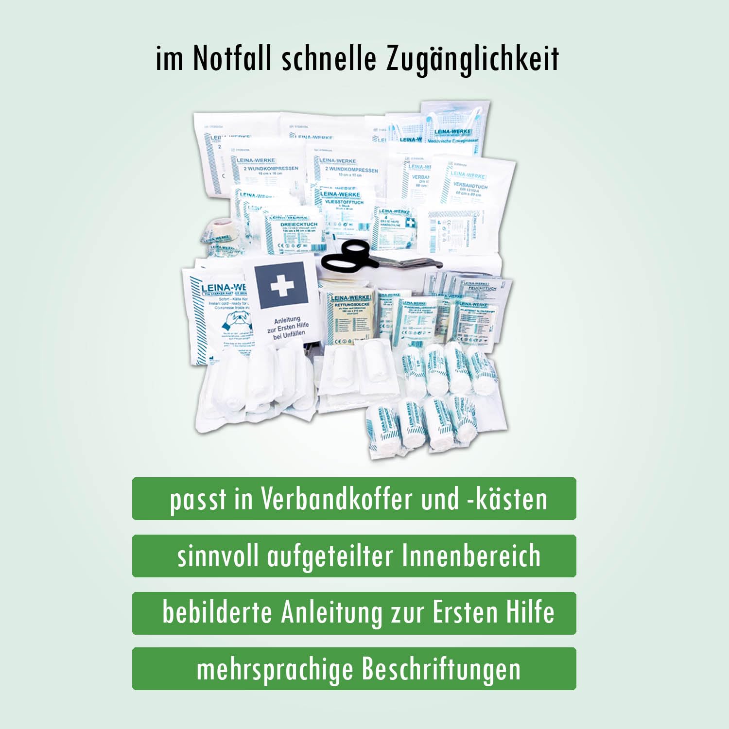 Großer Verbandkasten KITA - Erste-Hilfe-Koffer DIN 13169 - Kinderpflaster - Verbandmaterial für Kindergarten und Schulen