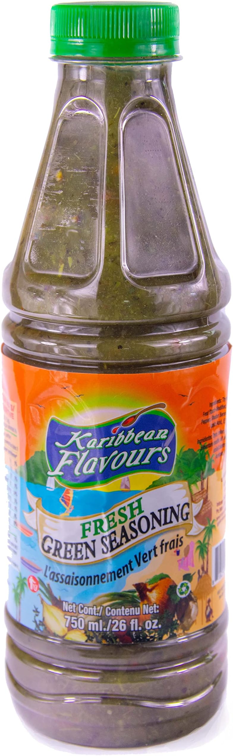 Trinidad Fresh Green Seasoning (26 Fl Oz / 750ML) | Caribbean Marinade | Condimento Verde Fresco | Halal | Vegan | Perfect Seasoning For Chicken Fish And Meats