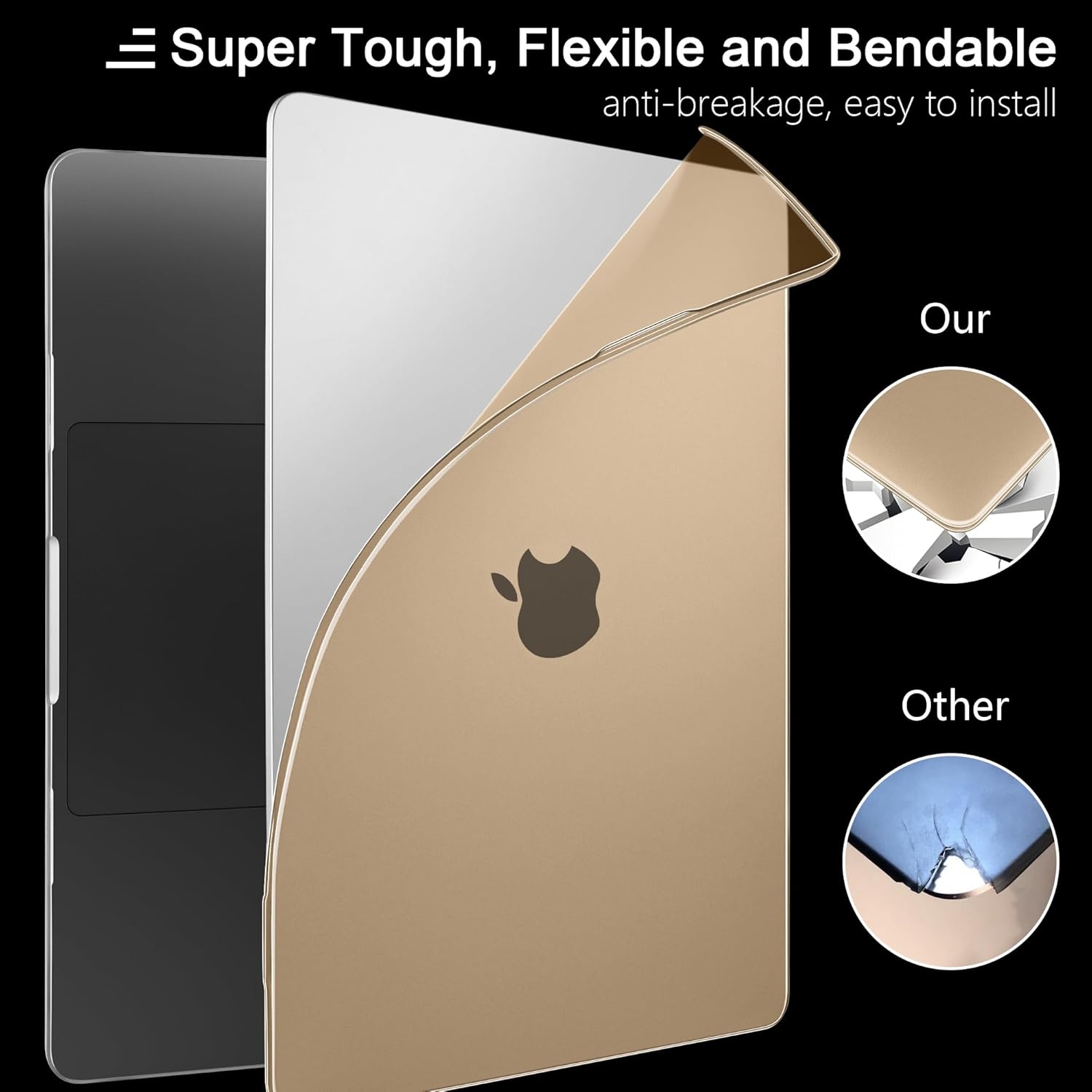 MEEgoodo for M5/M4/M3/M2 MacBook Air 15 inch Case 2026 2025 2024 2023,Fit Model(A3448/A3241/A3114/A2941), Flexible Case for 15.3-inch Laptop with TPU Keyboard & Webcam Cover & OTG Adapter, Peach Fuzz