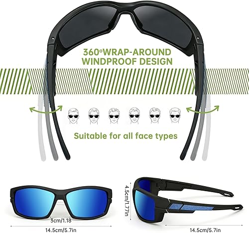 Miniatura 4 de Polarized Sports Sunglasses for Men Wrap Around UV400 Sun Glasses for Running Fishing Cycling and Driving TR90