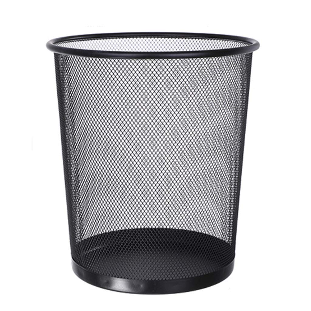 Kosz na śmieci 1PC kutego żelaza kosza może duże domowe salon studiuj kosza odpadowe kosza do kosza kuchennego kosza do segregacji śmieci (Color : Schwarz)