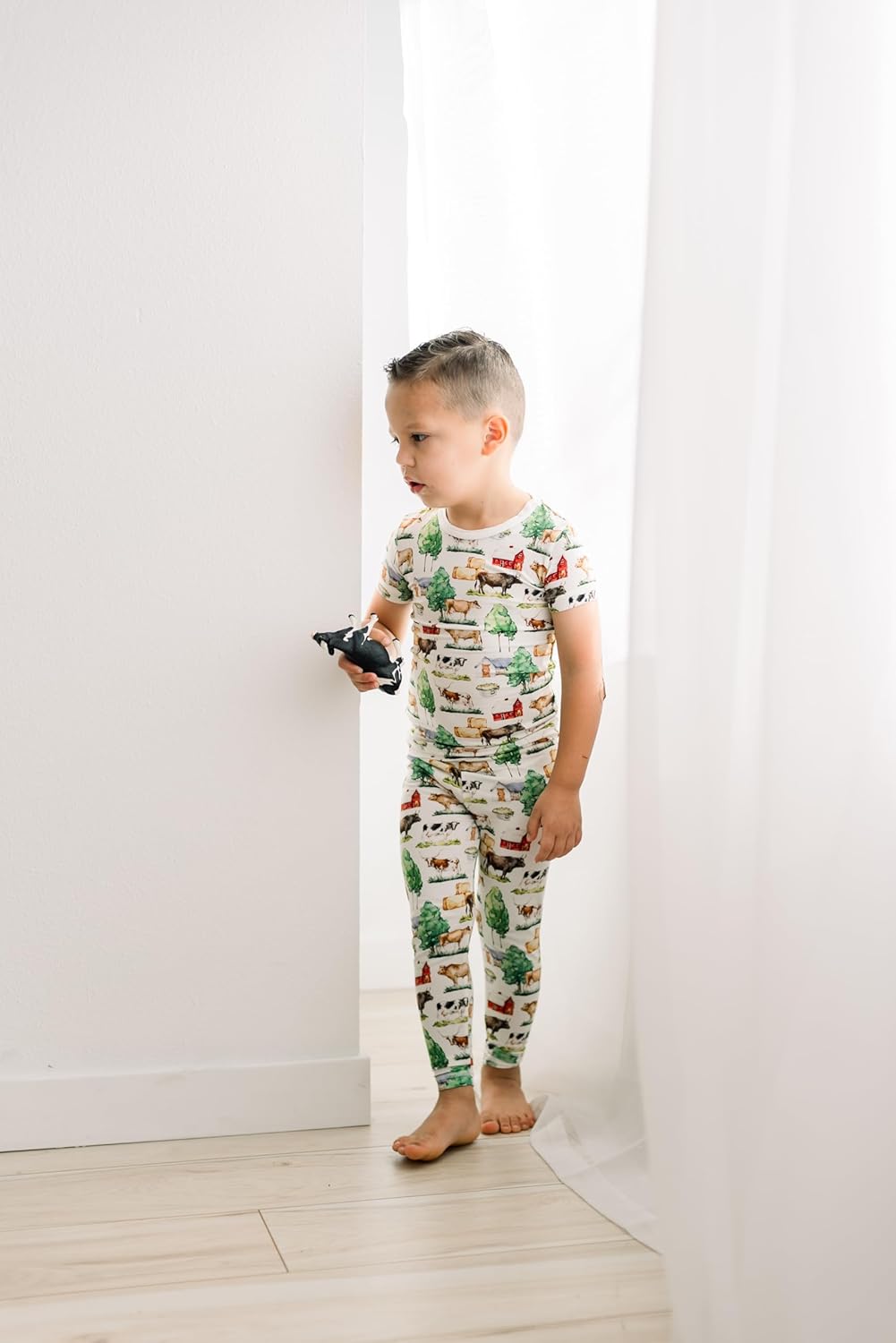 KicKee Print Short Sleeve Pajama Set – Stretchy Viscose from Bamboo Sleepwear for Toddlers and Kids