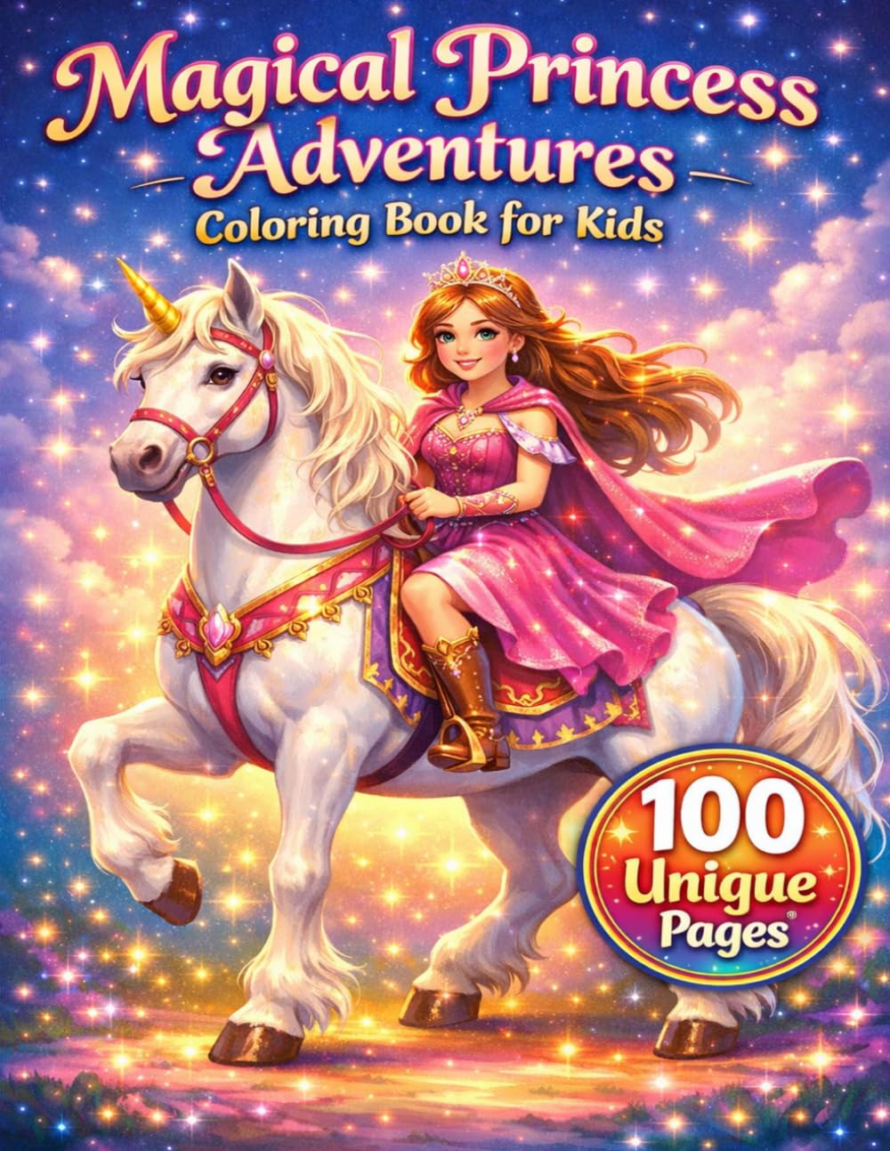 Magical Princess Adventures coloring book for Kids (Ages 6-12): Beautiful Princess Scenes, Magical Adventures & Easy Coloring Pages for Kids (Princess coloring book series)