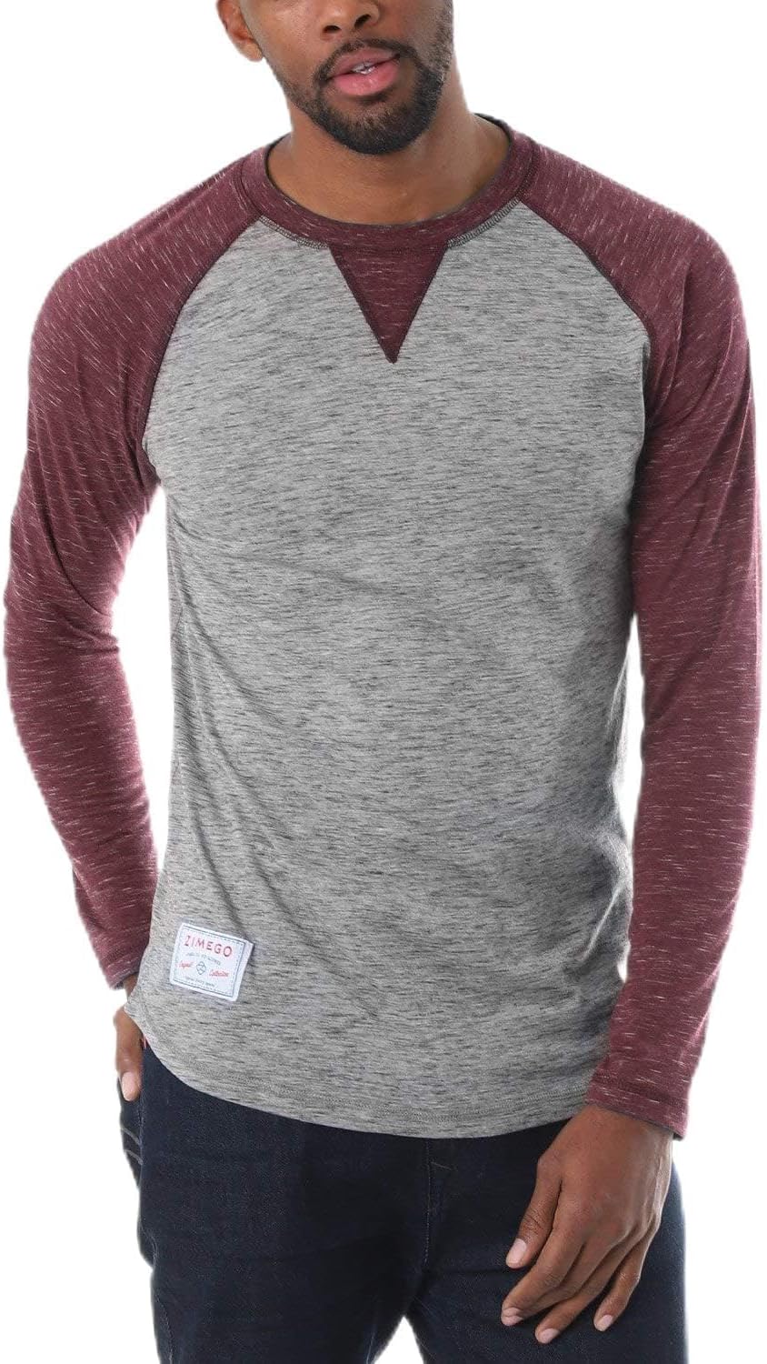 ZIMEGO Men's Long Sleeve T-Shirts Athletic Muscle Slim Fit Basic Tee