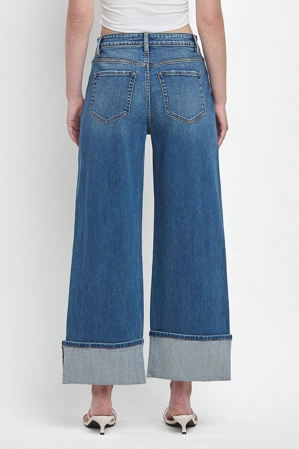Flying Monkey - Super High Rise Cuffed Baggy Wide Jeans - F5856