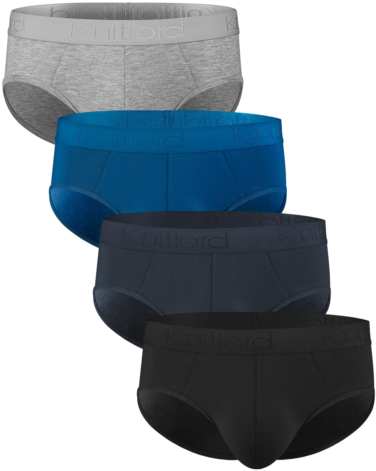 KNITLORD Men's Underwear Bamboo Viscose Soft Lightweight Mid/Low Rise Briefs 3 or 4 Pack