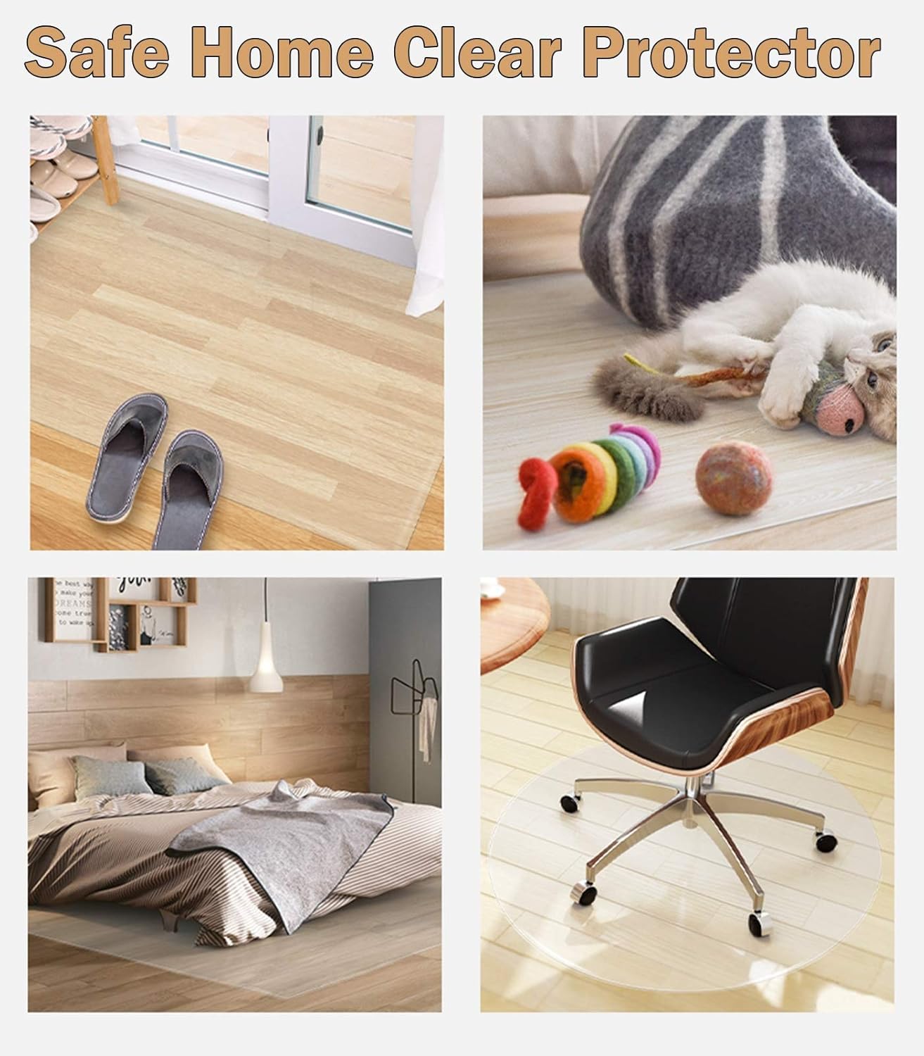 Clear Vinyl Runner Protector for Desk Chairs/Hardwood Floor/Pets,Plastic Carpet Protector, Large Area Rug Protect Mat Waterproof Non Skid, HD(100x600cm(3ftx19.5ft))