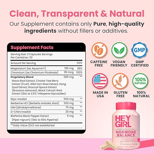 Miniatura 5 de Hey Girl Equilibrio hormonal para mujeres  13 en 1 para menopausia, PCOS, PMS, estado de ánimo, sofoco, apoyo hormonal  con mio-inositol, berberina,